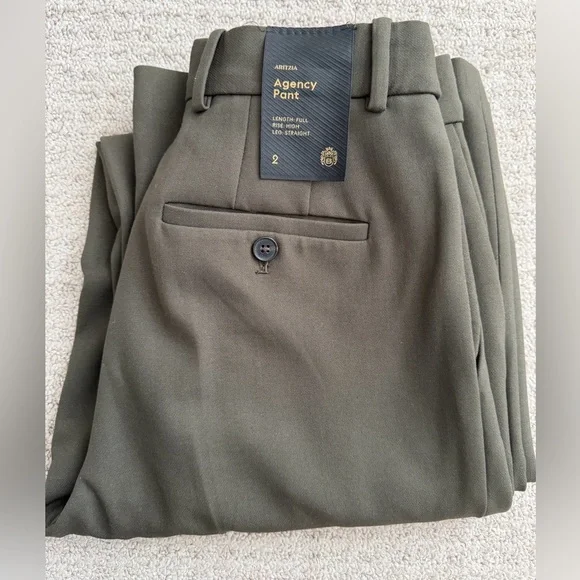 NWT Aritzia Babaton Dark Olive Pants - size 2 - Picture 2 of 6